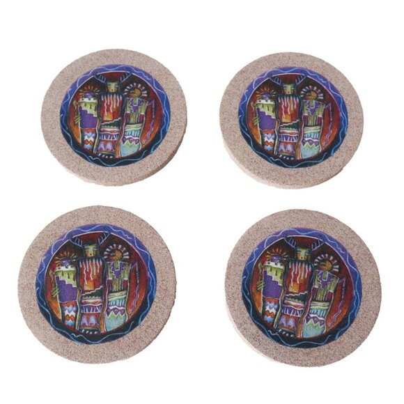 Thirstystone Kokopelli Toss Natural Sandstone Coaster Set Kachina Easily Wipes - Picture 3 of 5